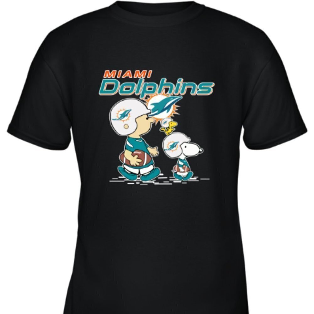 Miami Dolphins Snoopy NFL Football Cartoon Mashup T-Shirt